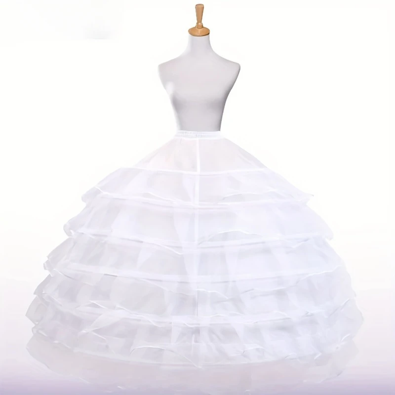 

Royal Court Style Women's Crinoline Petticoat with 6 Hoops - A-Line, Extra Large White Wedding & Prom Dress Underskirt