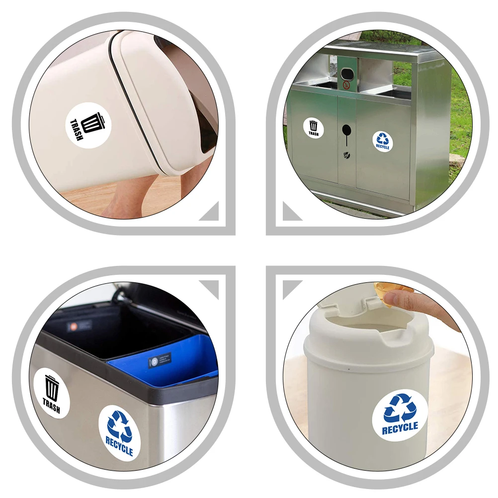 

6Pcs Garbage Classification Stickers PVC Self-Adhesive Trash Bin Label Removable Waterproof for Home Waste Sorting