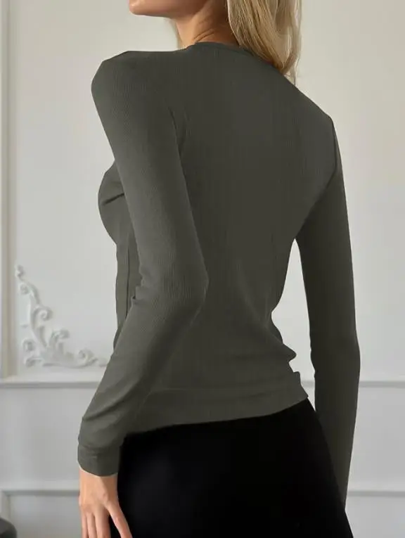 

Women's Fashion T-Shirt 2025 Autumn/winter New Women's Sports Fitness High Elasticity Yoga Simple Style Long Sleeve T-Shirt