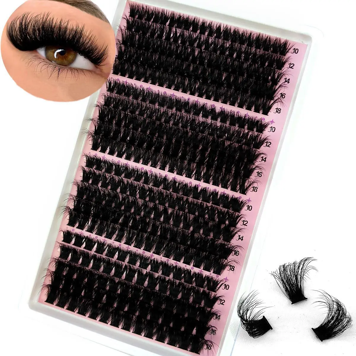 340/390pcs 40D-160D Mix 5D Fluffy Individual Lashes Clusters Extensions False Eyelash DIY at Home Cluster Makeup Eyelash Tools