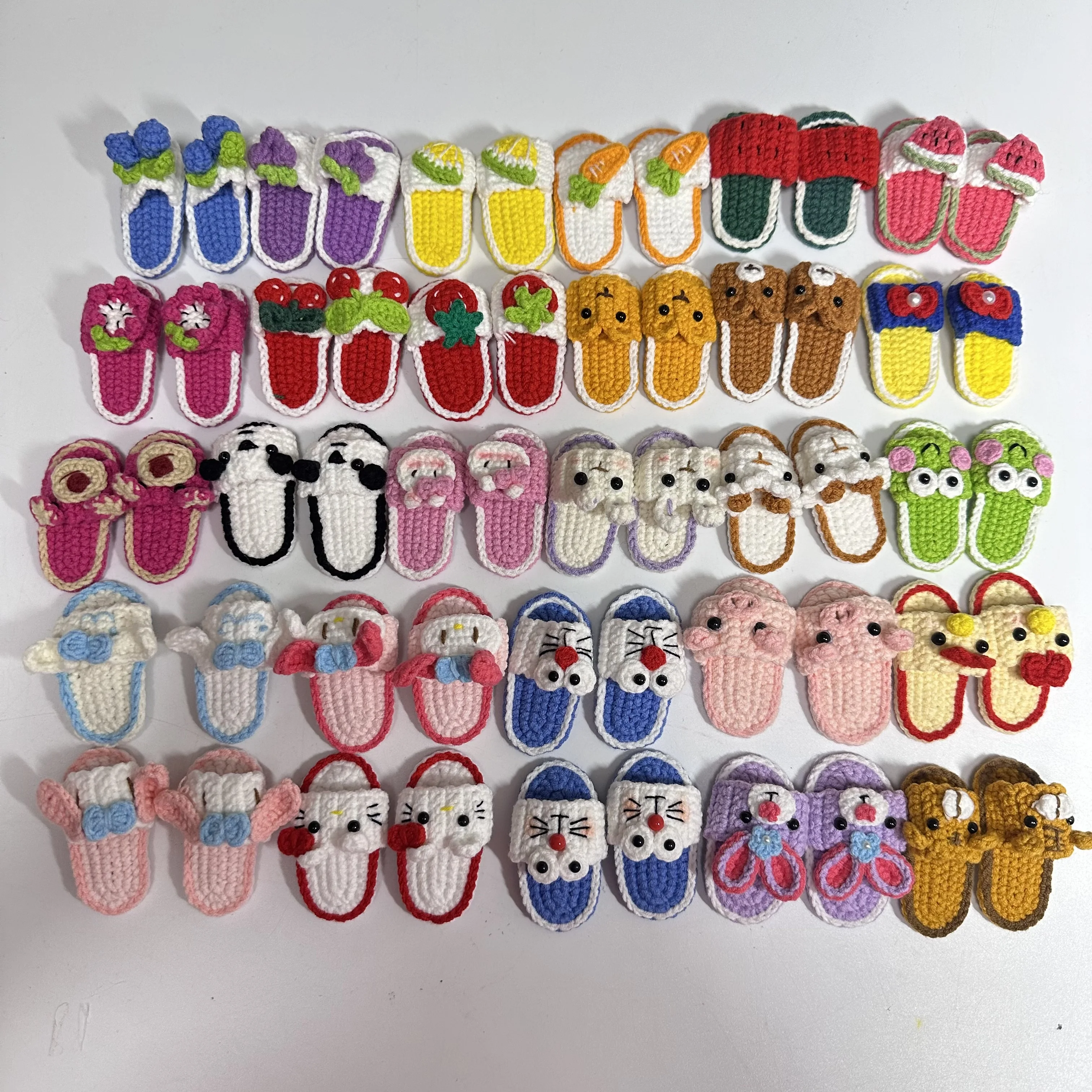 Handmade crochet Cartoon slippers wool knitting hairpin clip bb cartoon animal bangs clip hair accessories hand woven hairpin