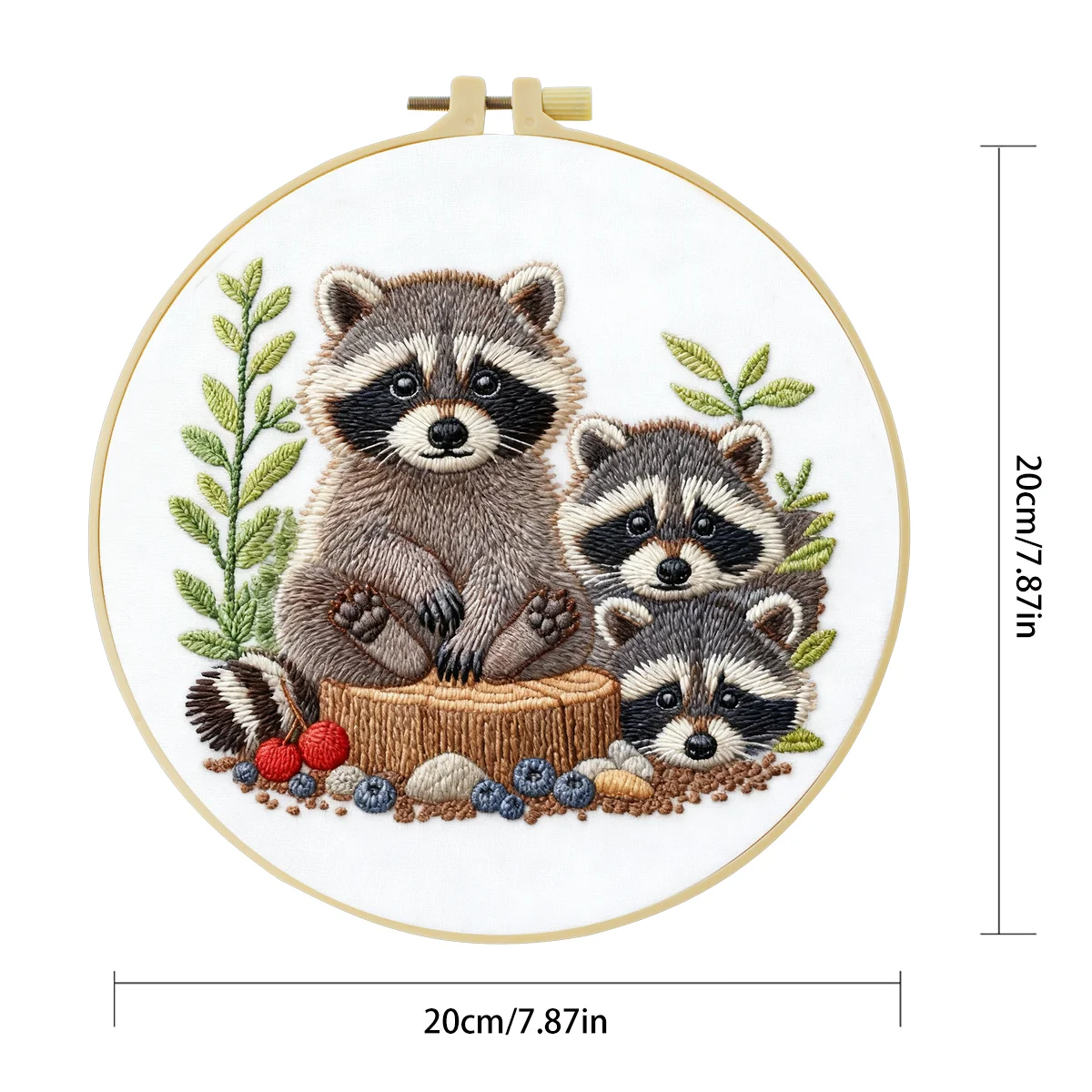 1 Stück 20X20CM/15X15CM 7,87/6,3 Zoll Waschbär-Stickerei-Starter-Kit DIY-Kit DIY-Stickerei-Set Handarbeiten Nadelkunst Heimdekoration – Detail 3