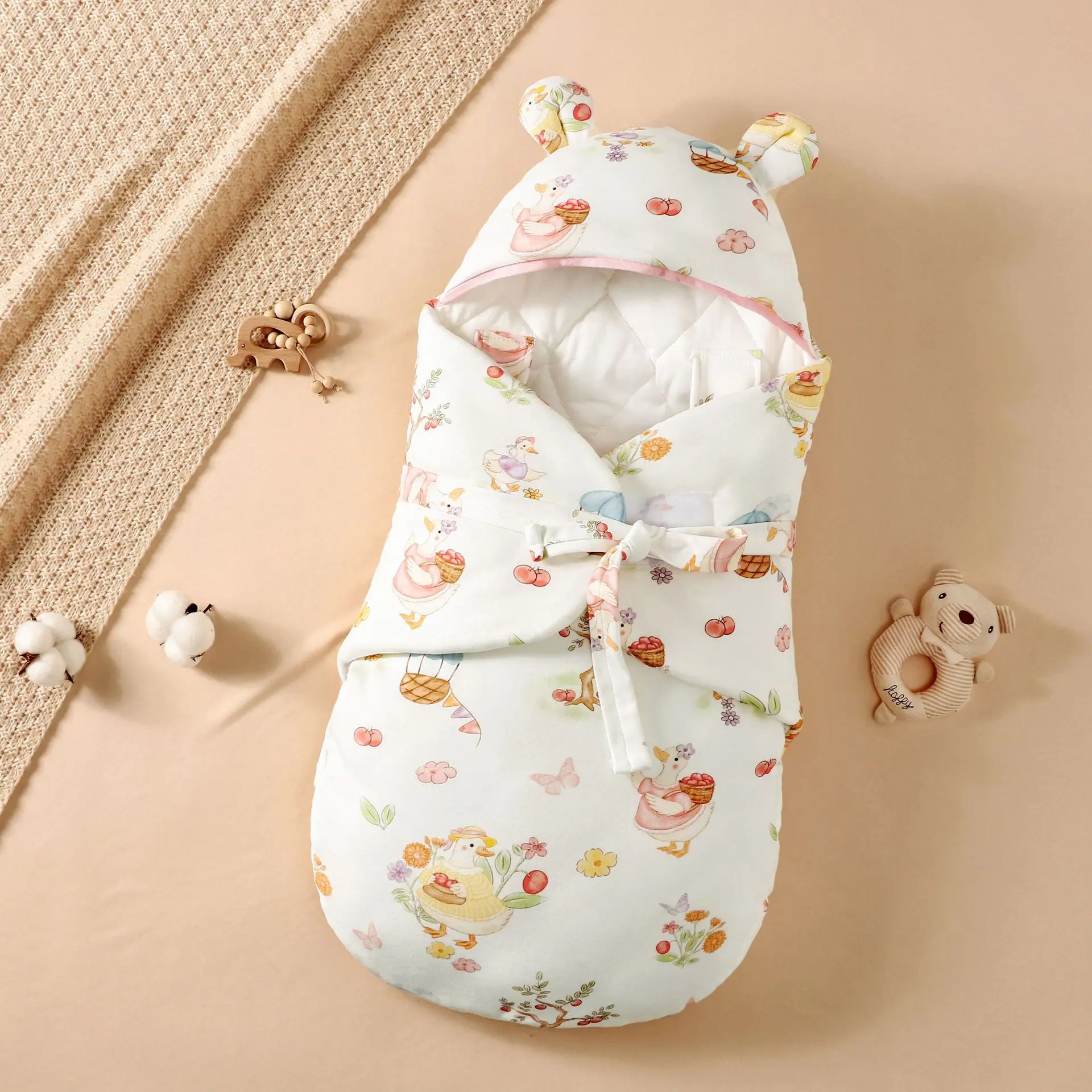 Baby Blanket Spring Autumn Cotton Newborn Swaddle Blanket  Adjustable Infant Sleeping Blanket Wraps Cute Kawaii Baby Swaddling