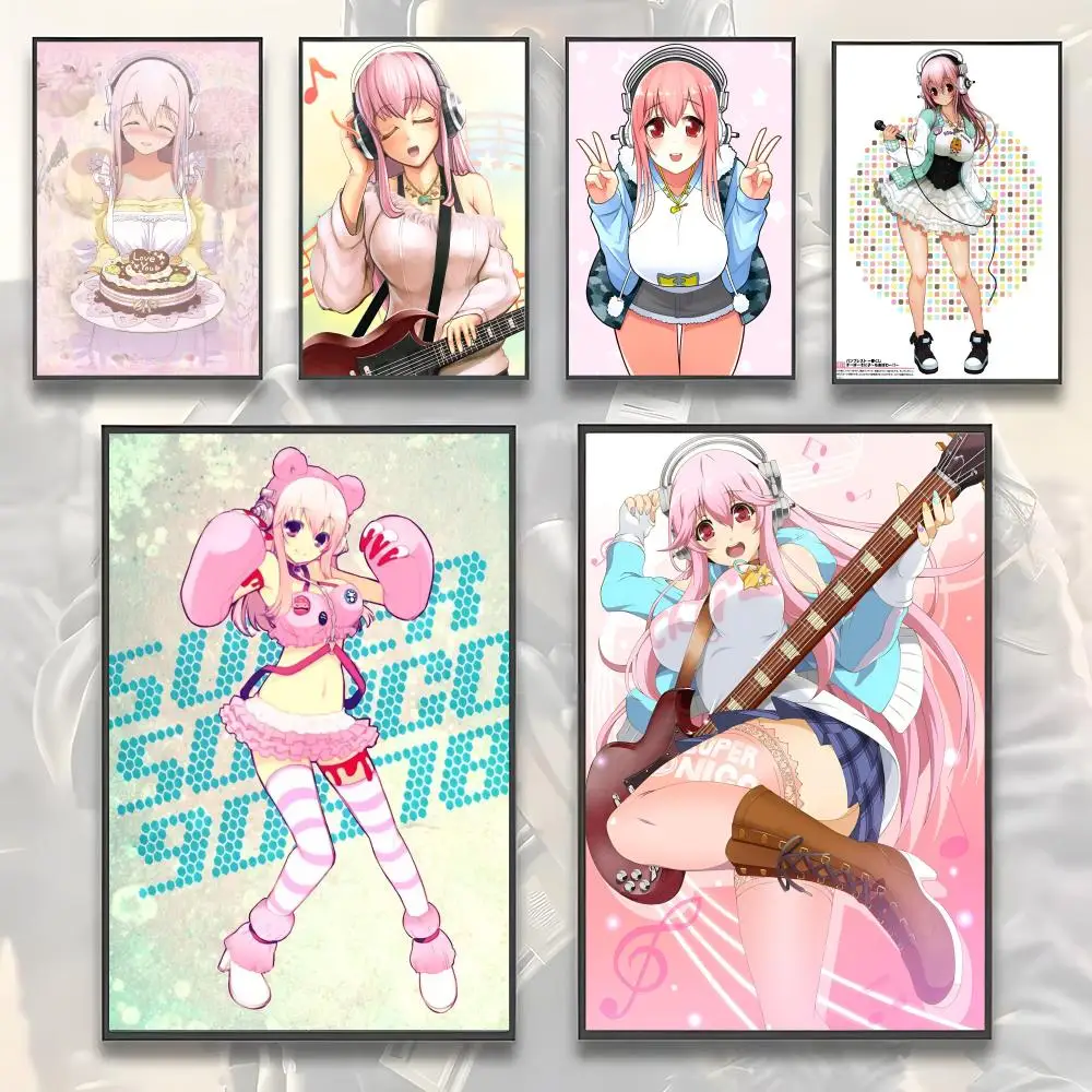 Kwaii Cute Anime S-Super S-Sonico Painting Calligraphy HD Canvas Poster living room bedroom bar aesthetic decoration