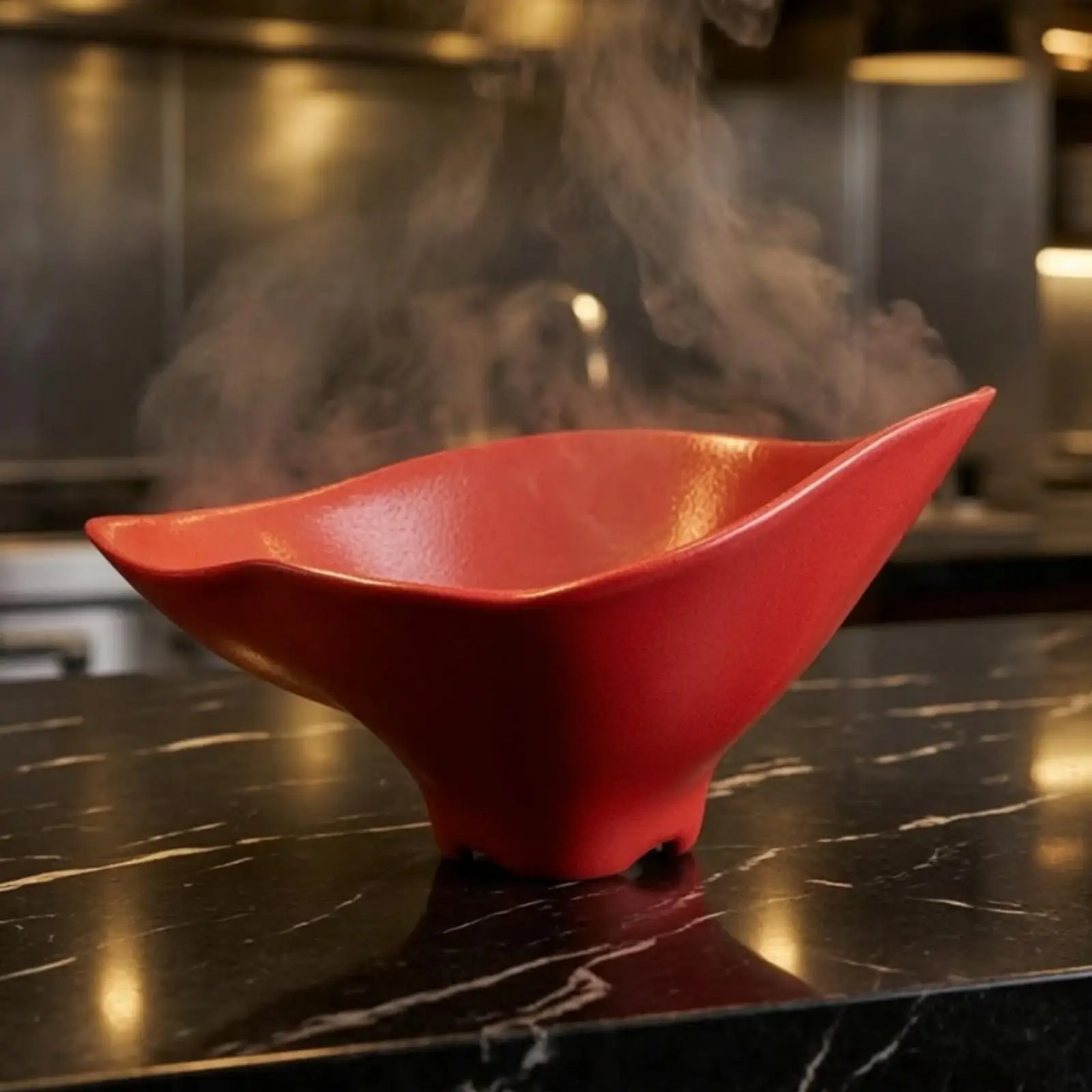 Geometric Sushi Display Plate for Raw Bar Service Melamine Seafood Tray with Flared Bowl Design