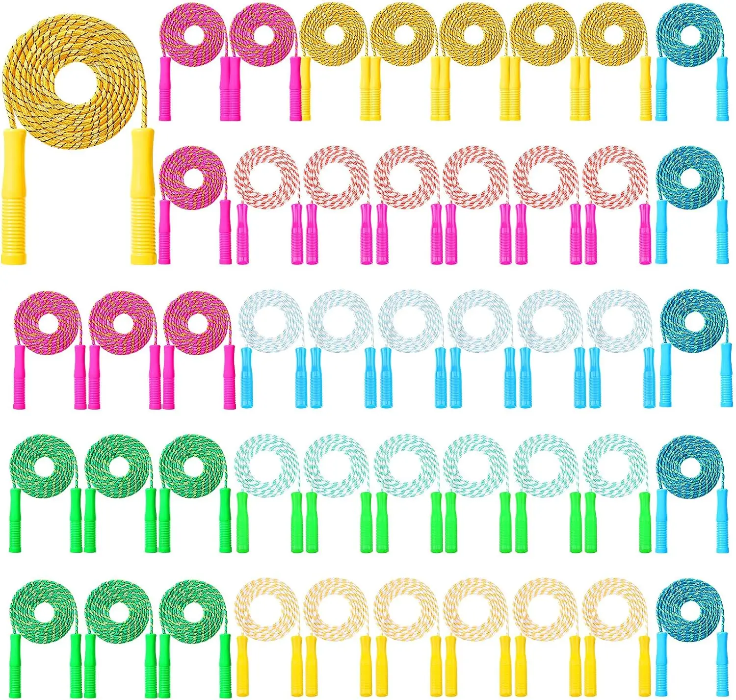 

Colorful Adjustable Jump Rope for Kids and Adults, Bulk Skipping Rope with Plastic Handle for Fitness Exercise