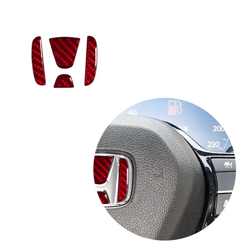 Car Decor Steering Wheel Emblem Diamond/Carbon Fiber Sticker For Honda City Civic Inspire Accord FIT HRV CRV Odyssey Accessories