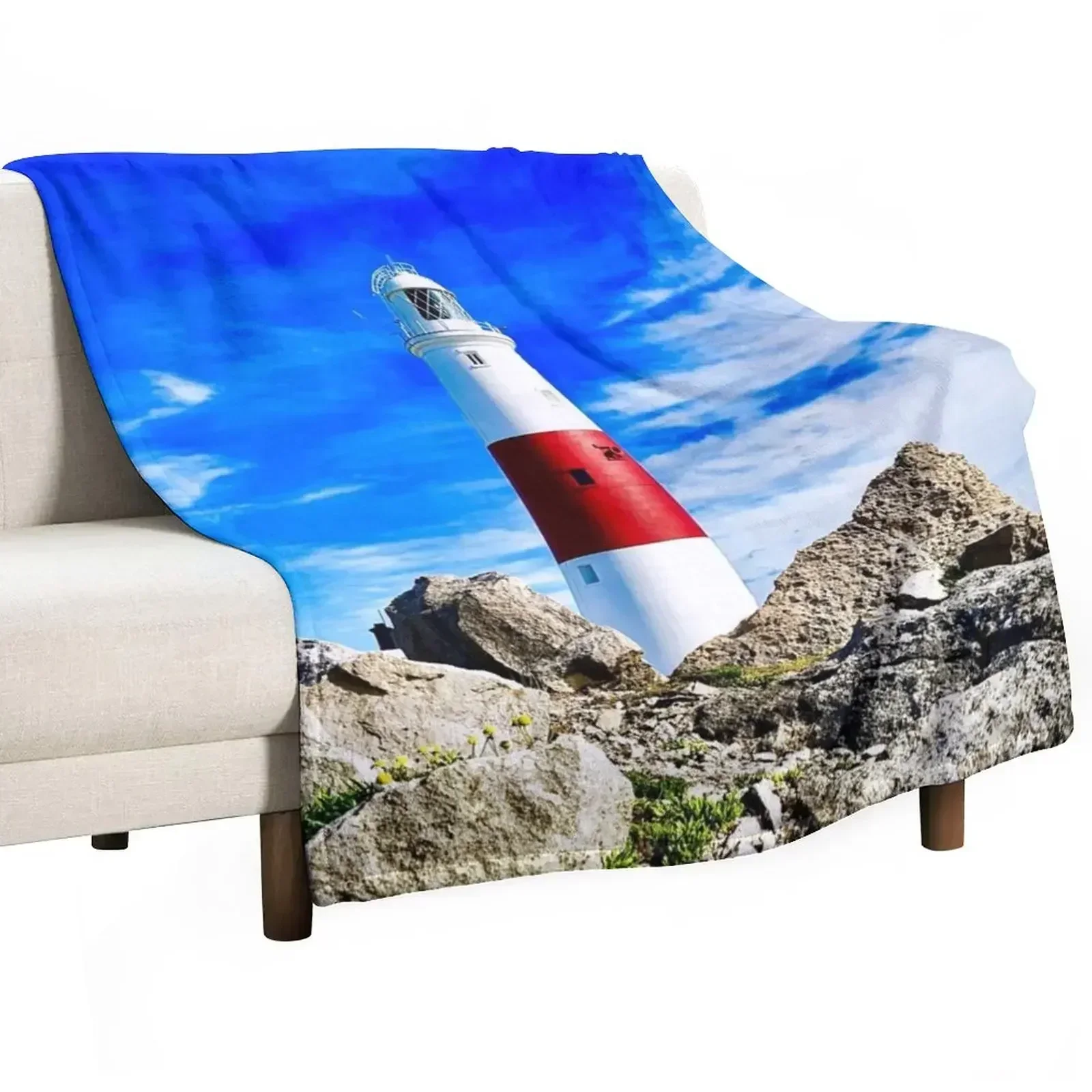 Portland Bill Lighthouse - Landscape Photography Throw Blanket Loose Polar Warm sofa bed Cute Blankets