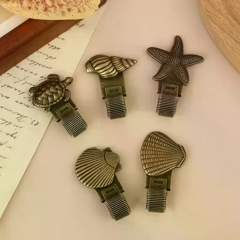 1pc Vintage Ocean Turtle Metal Pen Clip Spring Loaded Pen Holder For Notebook Journal Office School Stationery