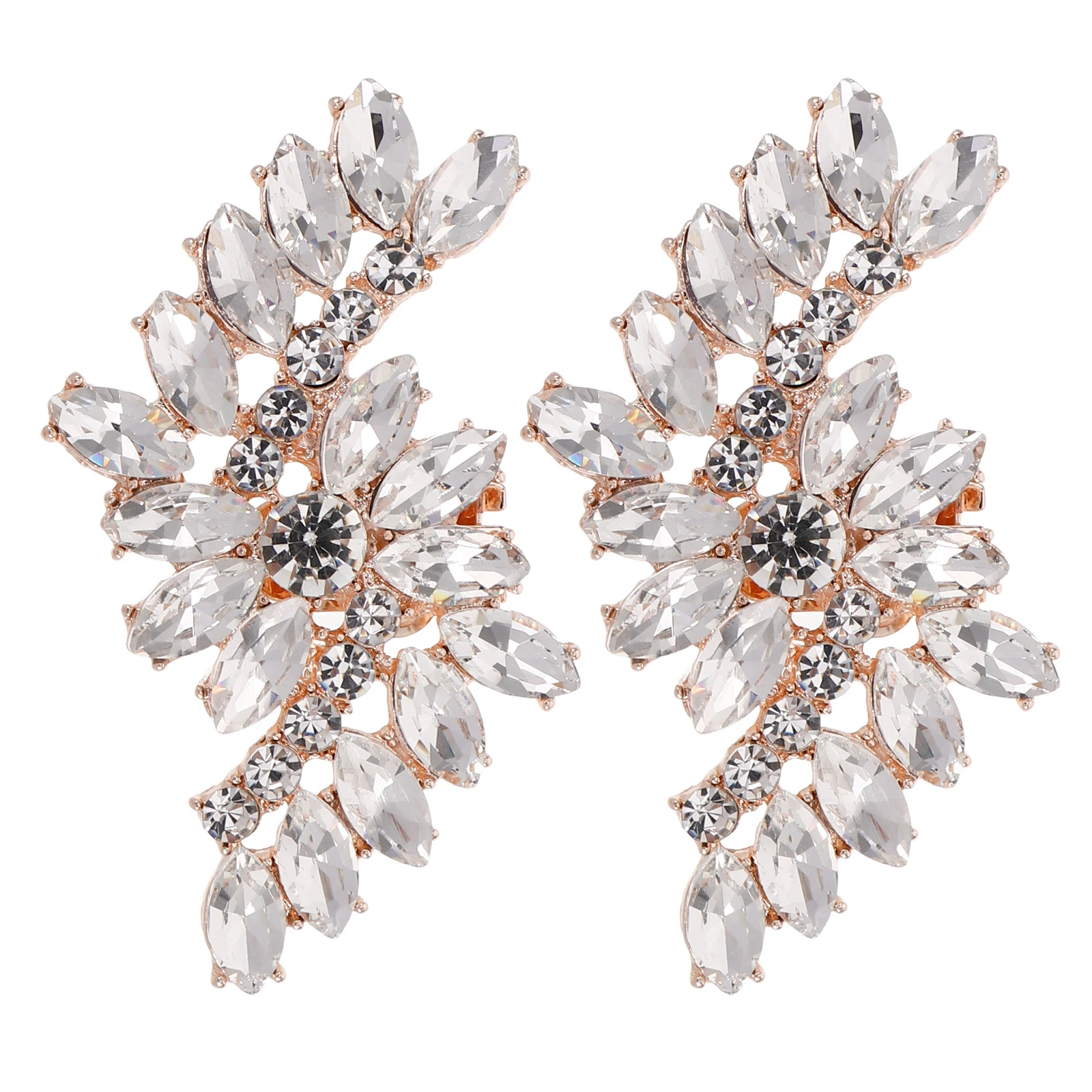 

Embellishment Shoe Buckle Clips Crystal Flower Hair Rose Gold Rhinestone Brooch Pin Woman