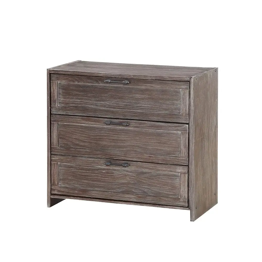 3 Drawer Solid Wood Low Loft Chest in Brushed Shadow