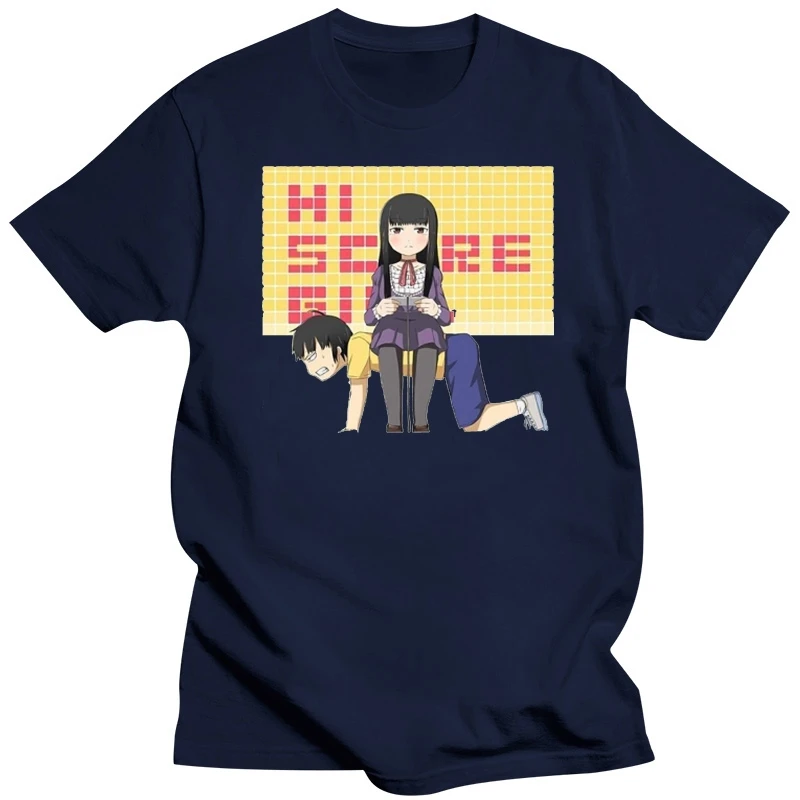 Hi Score Girl T Shirt Harajuku Mens White Color Cool Hi Score Girl Logo T-Shirt Short Sleeves Tshirt Hipster Anime T-Shirt