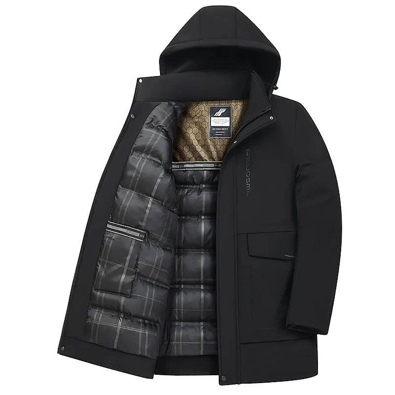 Jaqueta Puffer de manga comprida masculina, Parkas grossas quentes, casaco à prova de vento, impermeável, corta-vento, zíper, inverno