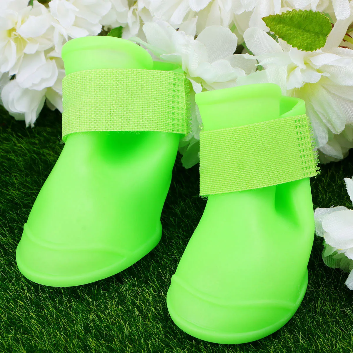 

Pair Pet Shoes Flexible PVC Candy Colors Size M Green Waterproof Rainproof Anti-Slip Dog Rain Boots Puppy Rain Shoes