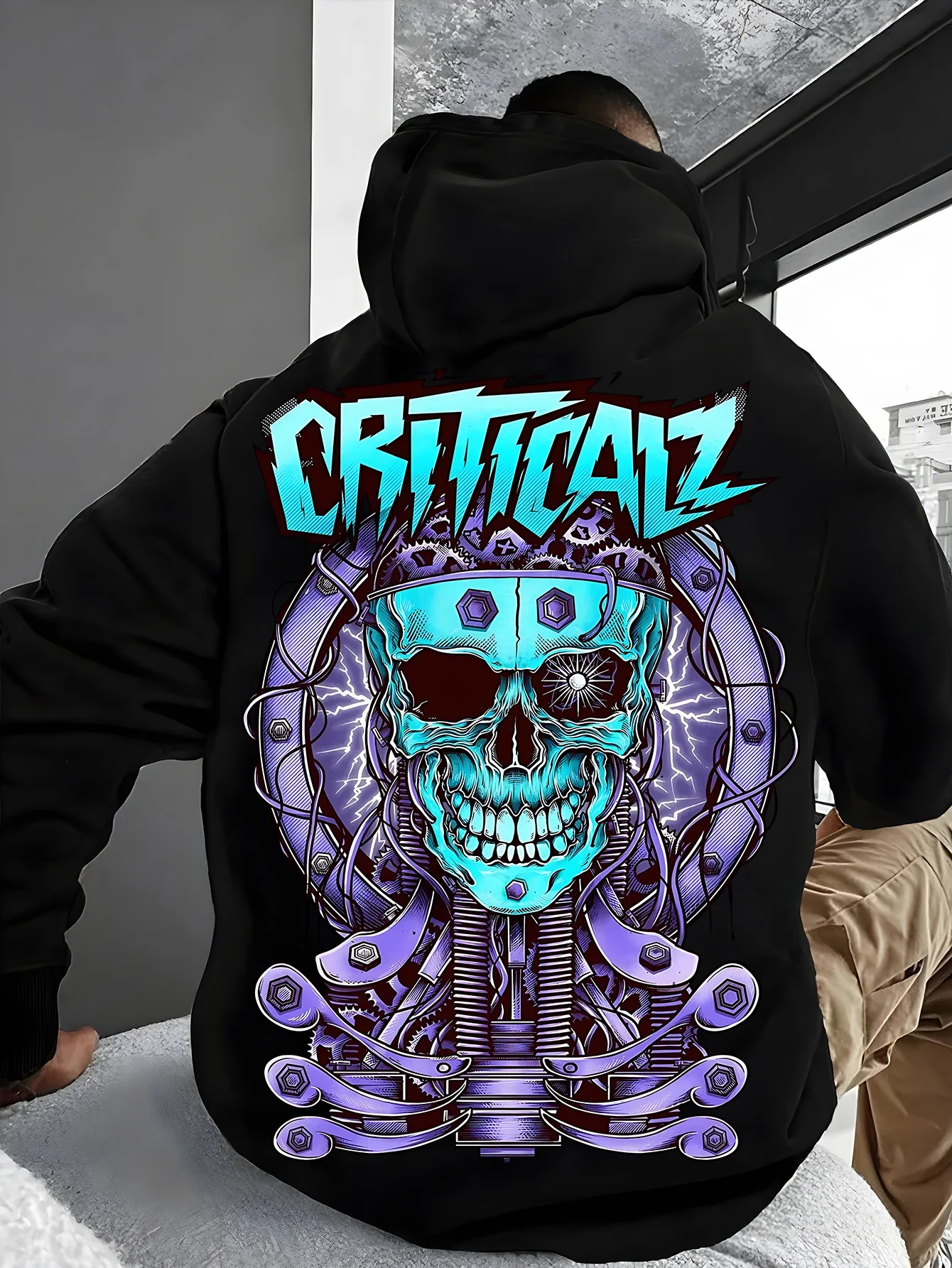 

Mechanical Skull Graphic Printing Autumn and Winter Men's and Women's Hoodies Casual Loose Outdoor Street Sports Training Brand