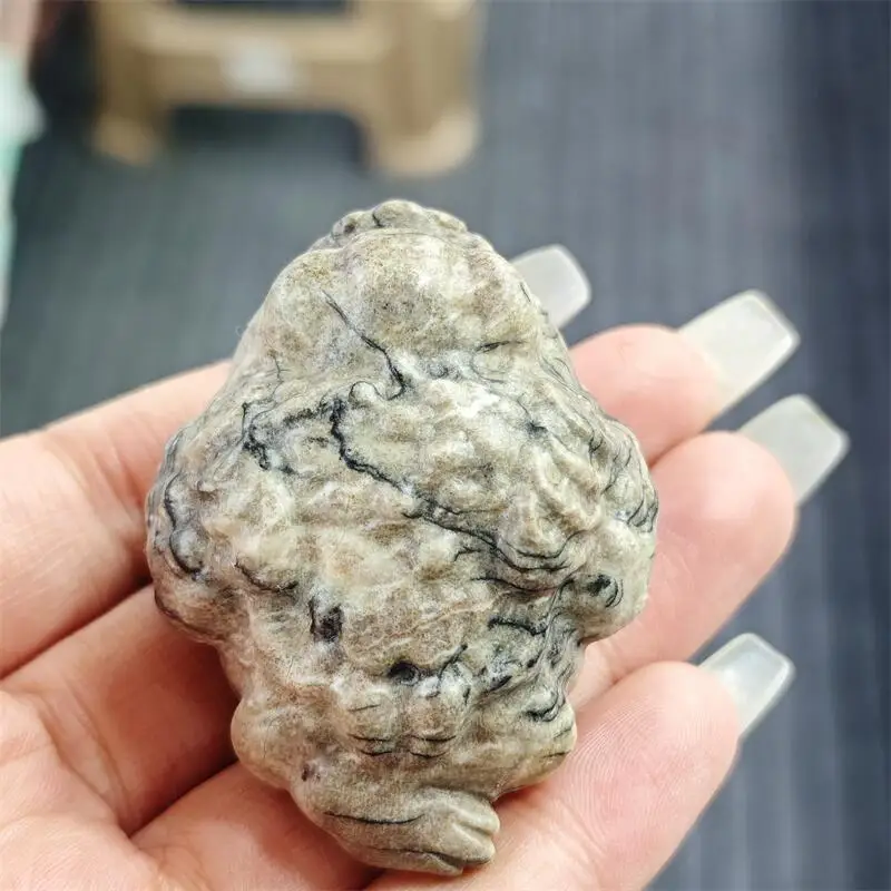 Natural Network Stone Quartz Jin Chan Carving Crystal Healing Reiki Halloween Gift Festival Craft For Decoration 1pcs