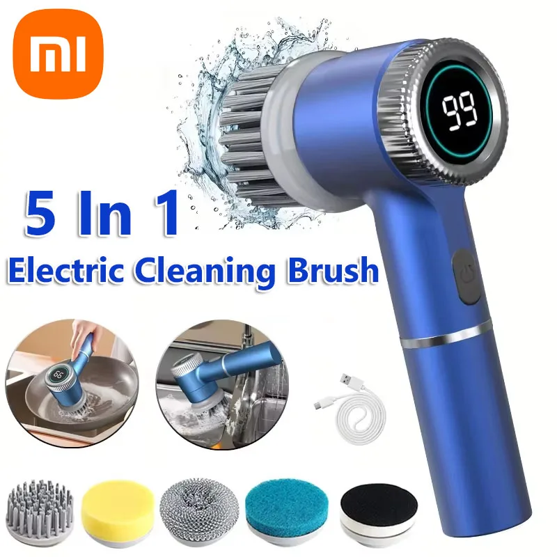 Xiaomi Electric Spin Cleaning Brush with 5 Replaceable Brush Heads 3-speed Adjustable Power Cleaning Brush Multifunctional Tool