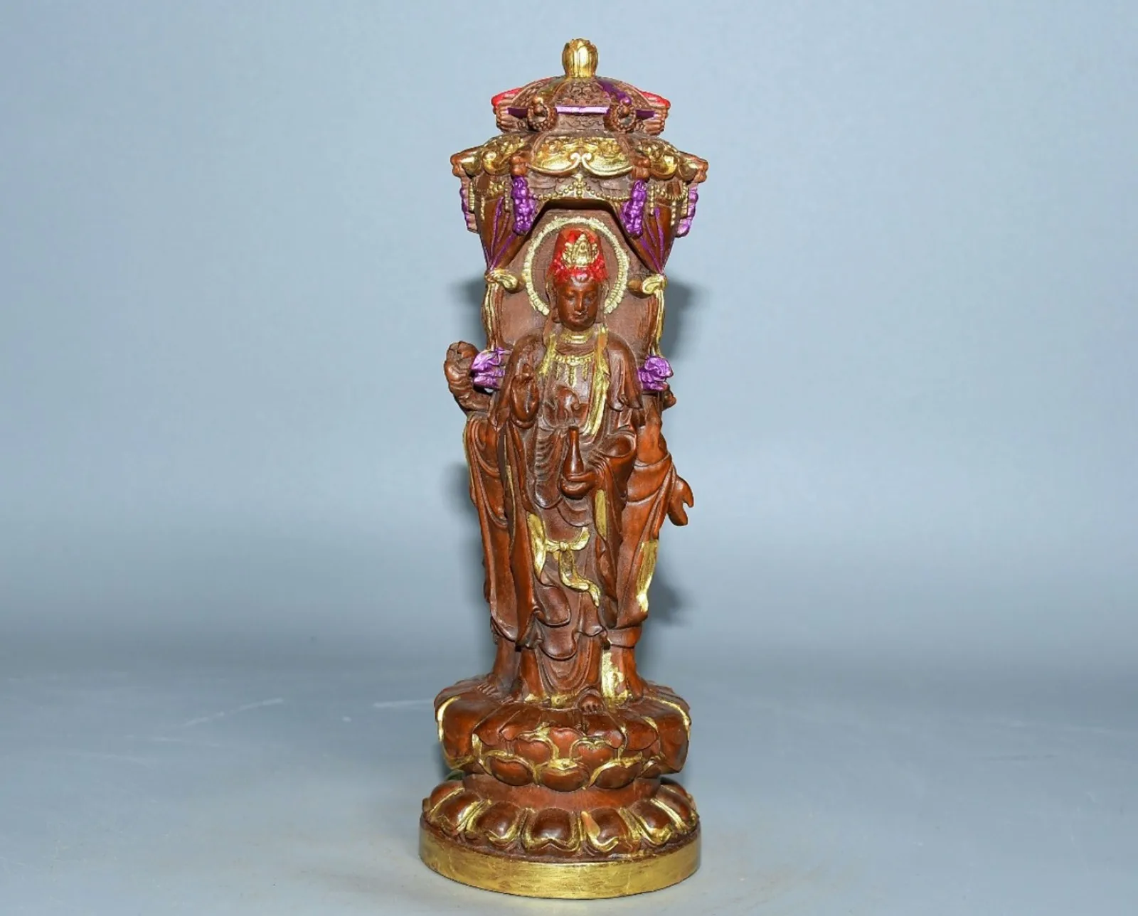 Home Decor Living Room Medicine Buddha Statue Wooden Carved Oriental Chinese