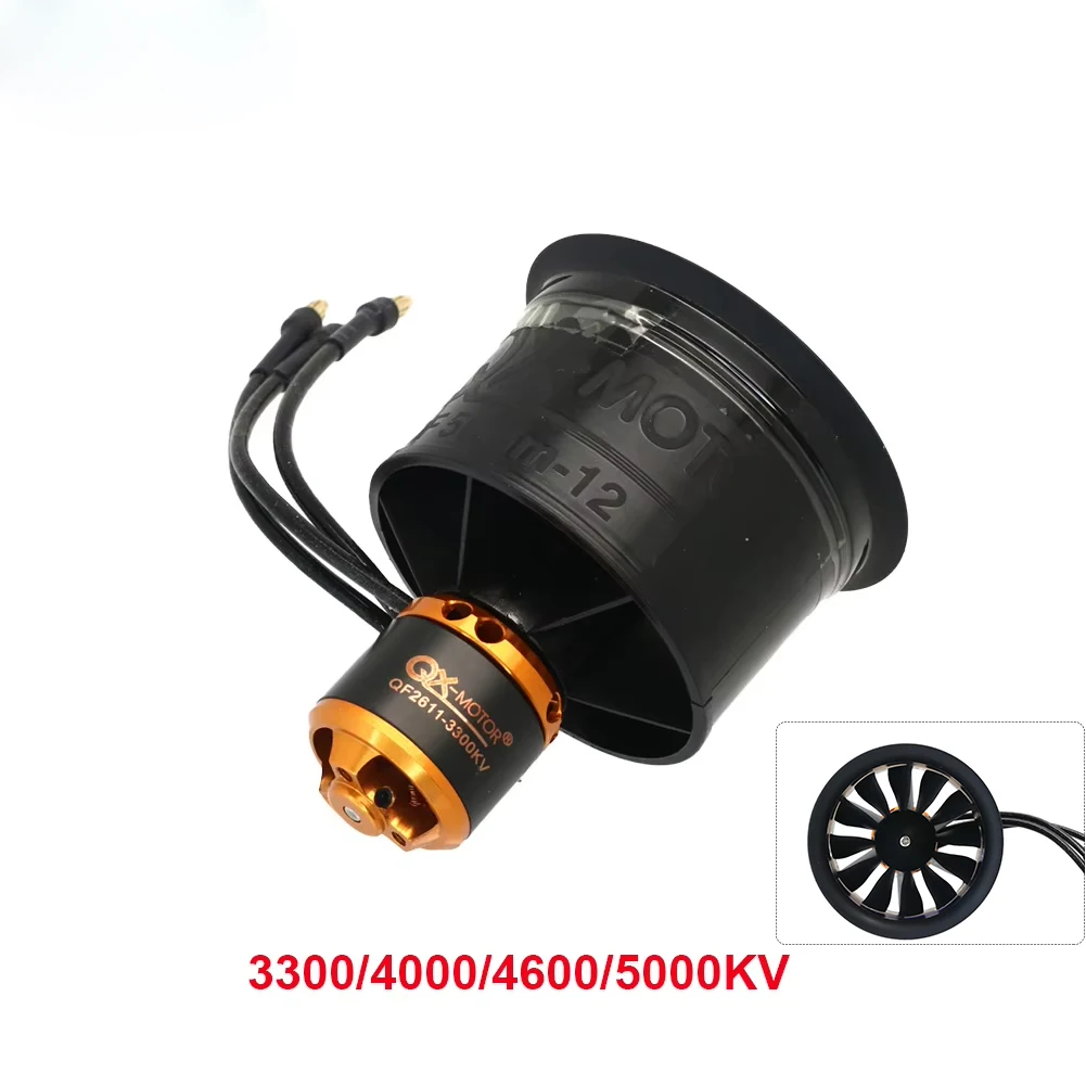 

QX-MOTOR 50mm 12 Blades EDF Ducted Fan QF2611 3300/4000/4600/5000KV Brushless Motor for RC Airplane DIY