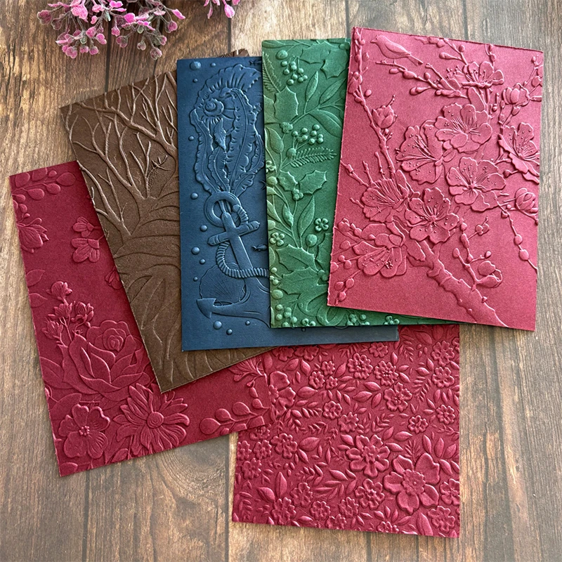 New 3D embossed relief folder and mold for handmade letter background greeting card scrapbook with floral and bird plum blossom