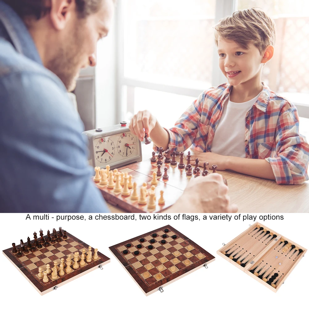

Wooden Folding Chess Set Felted Game Board 24cm*12cm Interior Storage Adult Kids Gift Family Leisure Gathering Game Chess Board