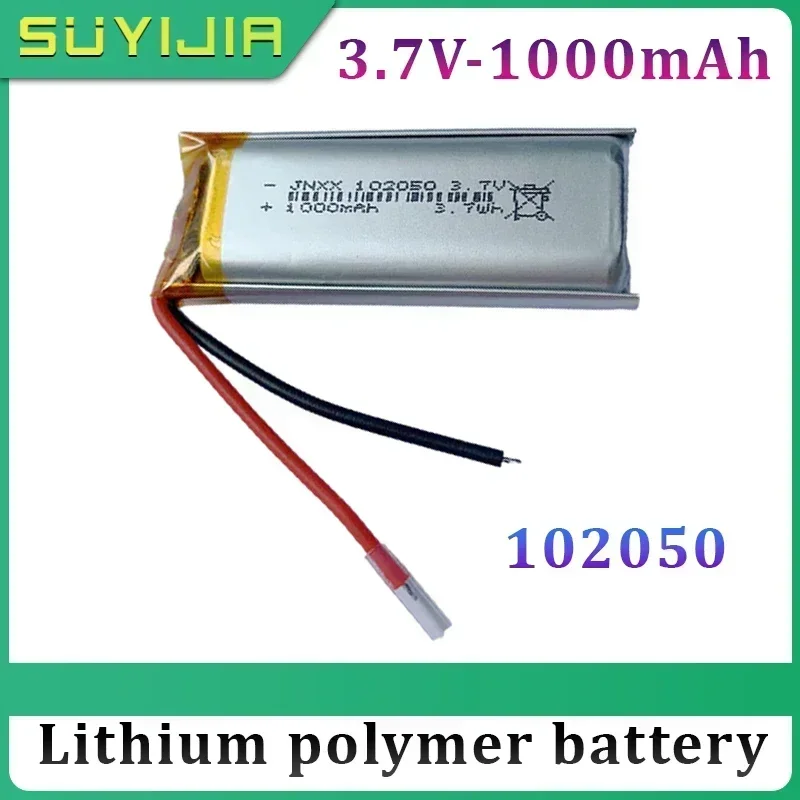 3.7V 1000mAh 102050 Lipo Cells Lithium Polymer Rechargeable Battery for GPS Recording Pen LED Light Beauty Instrument with PCB