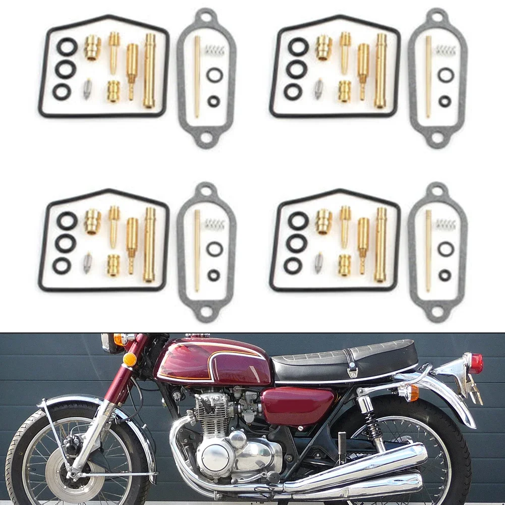 4 Kit Accessories Carburetor RepairKit Spare Sets 1972-1974 4 Sets Brass Direct Replacement For Honda CB350F Deluxe