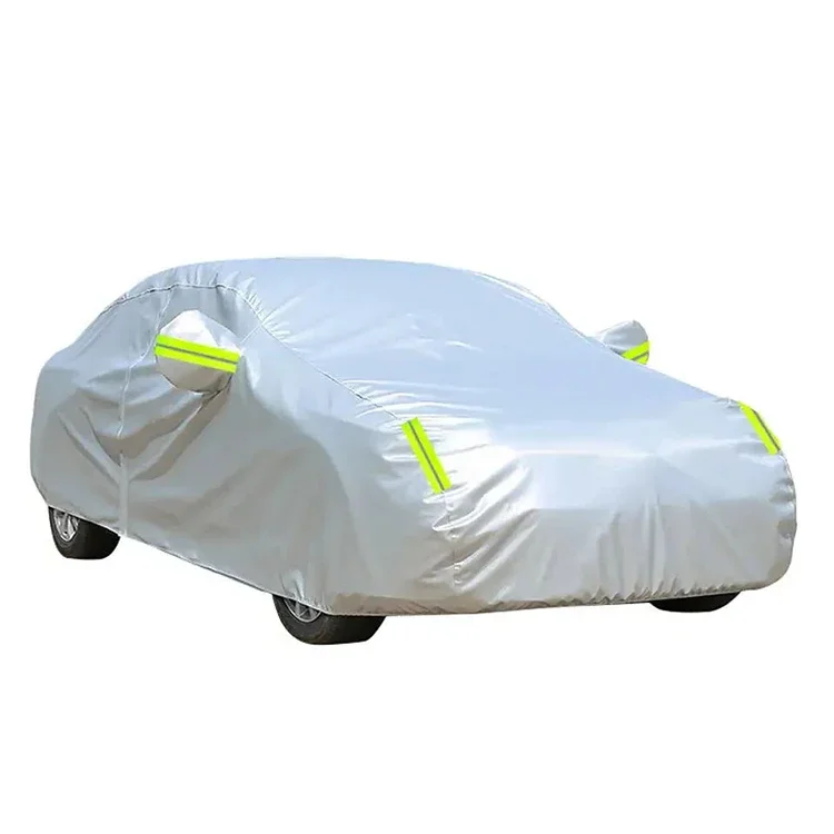 Waterproof Solar Uv Protection 190T Polyester Fabric Silver Plated Outdoor Car Cover