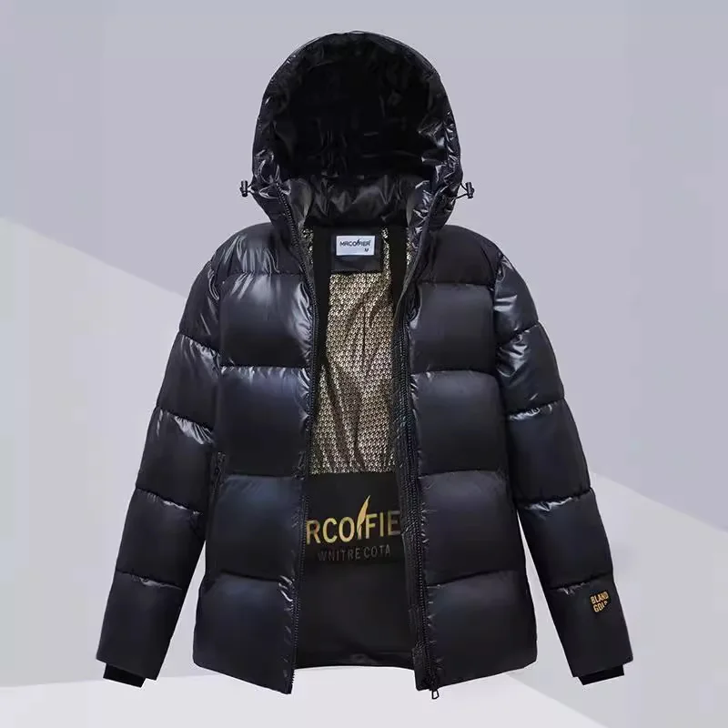 Hooded Quilted Down Jacket Women, Black and Gold Coats, Thickened Coats, Korean Clothing, Warm Bakery Coat, Winter, New, 2024