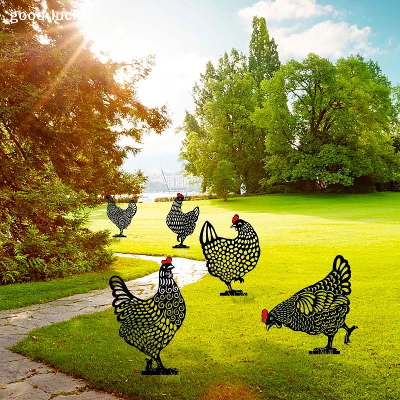 AnswerAcrylic Hen Garden Decor Chicken Yard Art Outdoor Lawn Stakes Easter Decor Gift