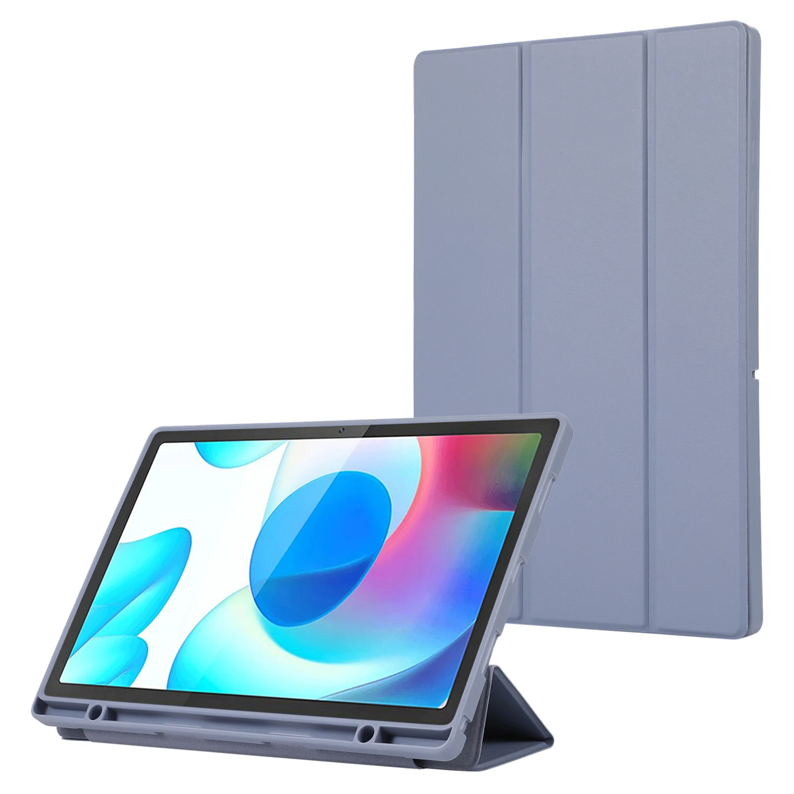 

For Samsung Galaxy Tab A9+ Case Tri-fold Stand PU Leather Tablet Cover with Pen Slot - Purple