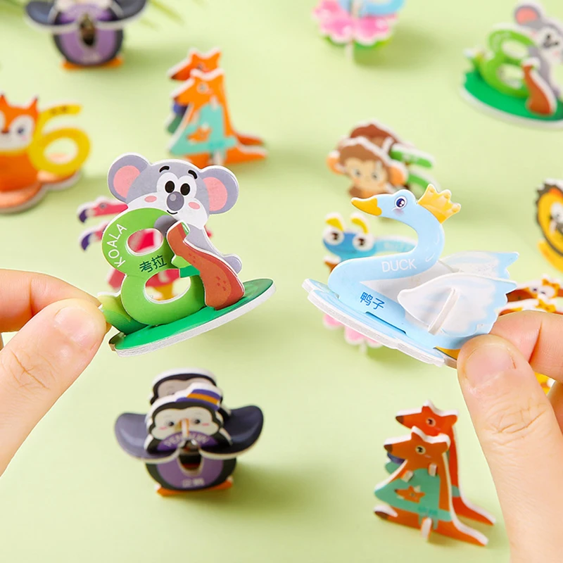 20pcs Cartoon Animals Foam Puzzle 3D Educational Toys for Kids Birthday Party Favors Guest Gift Classroom Rewards Goodie Fillers