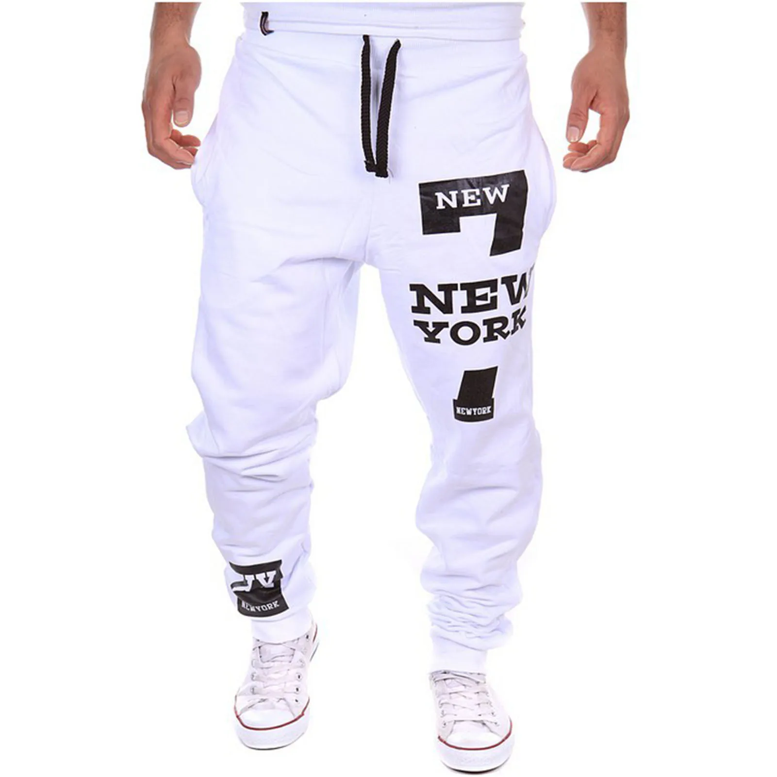 Men's Active Sweatpants Letter Print Joggers Trousers Drawstring Elastic Waist Fitness Gym Sports Pants Autumn Winter