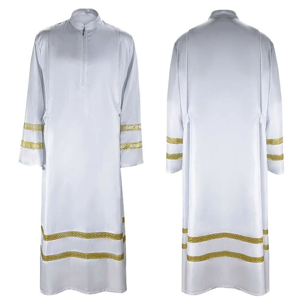Średniowieczny pastor Cosplay Fantasy biała szata z długimi rękawami kobiety mężczyźni dorosły Halloween karnawał przebranie na imprezę odgrywanie ról ubrania