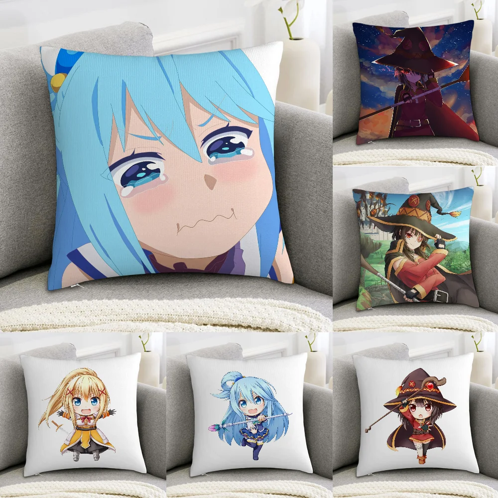 

New K-Konosuba Anime Pillow Case Sofa Decorative Home Double-sided Print Plush Square Throw Pillow Covers Cushion Decor Cover