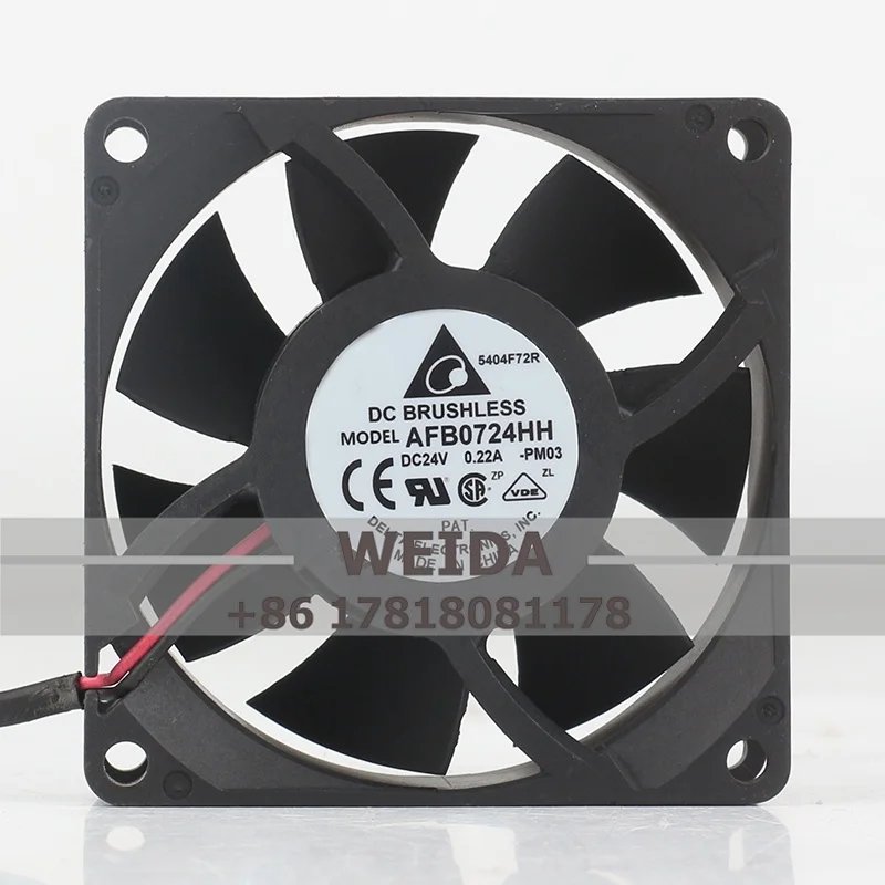 

Chassis fan Original Delta AFB0724HH 7CM 7025 DC 24V 0.22A two-wire inverter Double ball fan Industrial cooling fan