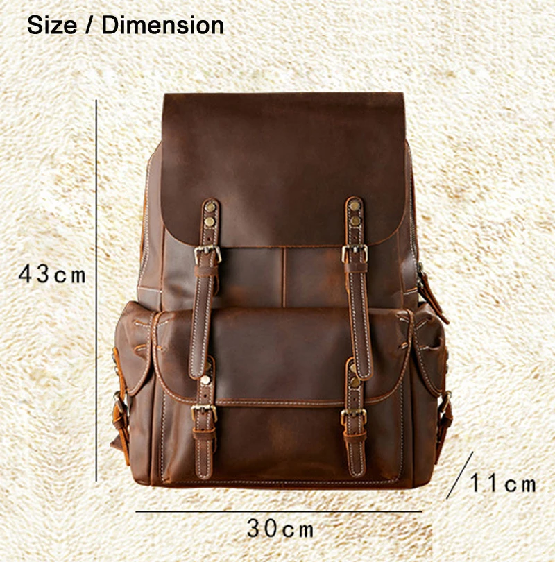 Vintage Genuine Leather Backpack Men Hiking Bagpack Bag Large Travel Backpack School Bag L5.6