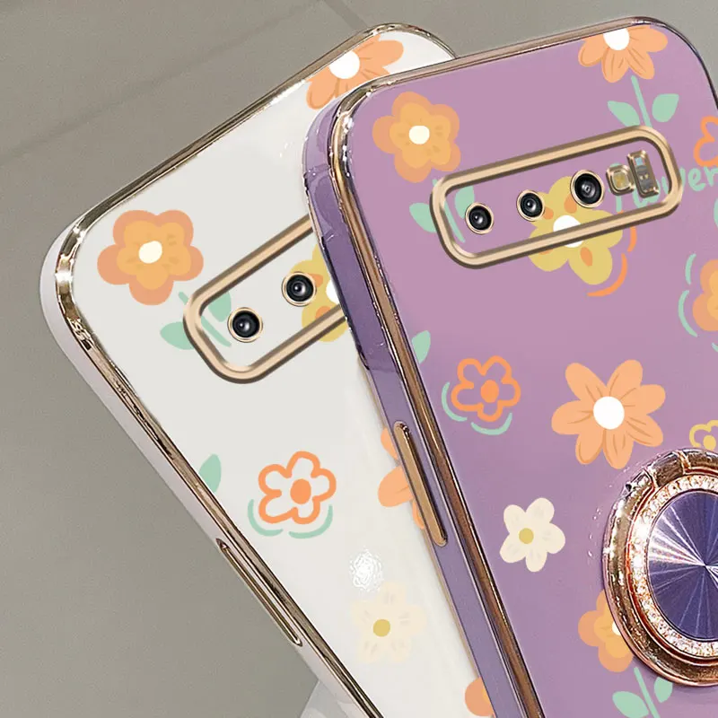 البرسيم حزام الحبل لطيفة زهرة تصفيح حامل هاتف حقيبة لهاتف سامسونج غالاكسي S10 زائد S9 S8 زائد + حامل خلفي فتاة غطاء مستعمل #5