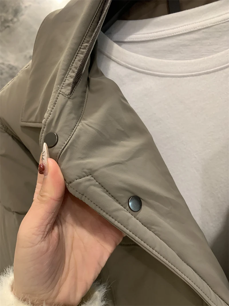 Retro Workwear Series Men's down Jacket Collar up Business Casual Warm Duck down Coat National Standard 90 Fill Power Nylon