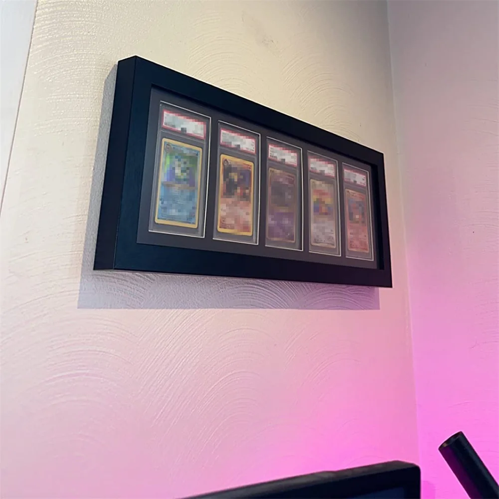 3-9 Grids Wooden Graded Sports Card Display Case Frame Card Brick Frame Stand  Protection Cabinet