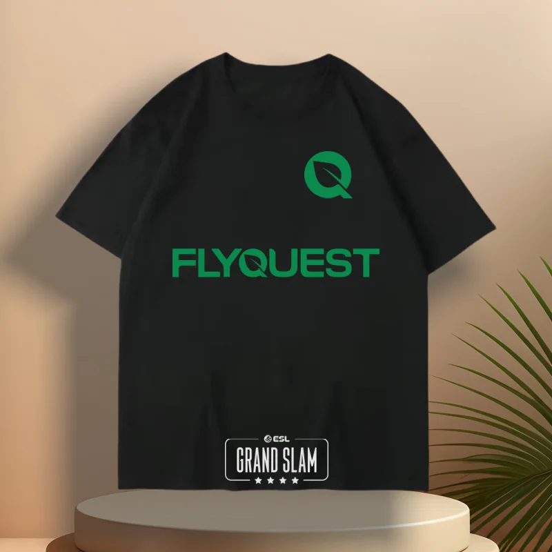 

CS2 FlyQuest Graphic Print Tee Shirt Luxury Brand Style Nightshirt Vintage Tshirt Versatile Top Clothing T-shirt Men Sleepwear