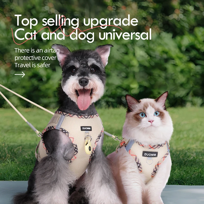 

Universal Reflective Dog Cat Harness GPS Tracker Holder Lightweight Breathable Vest Soft Adjustable for All-Size Pets