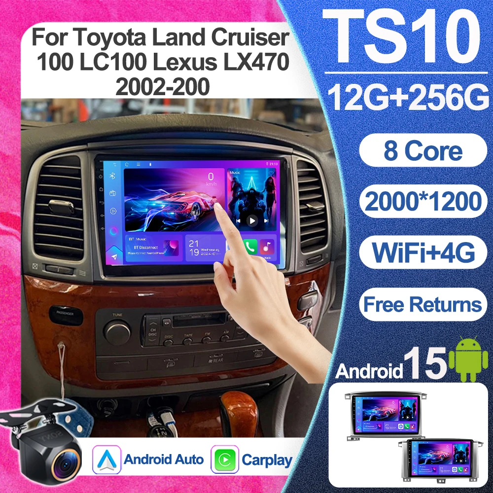Radio para Auto Android 16 para Toyota Land Cruiser 100 Lc100 Lexus Lx470 2002-2007, 5g+wifi, Carplay, Reproductor Multimedia, Navegación
