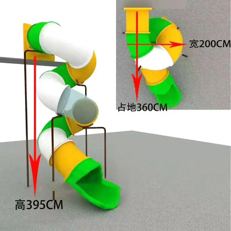 Park Commercial Outdoor Play Equipment With High Plastic Tube Slides For Kids In School Or Daycare