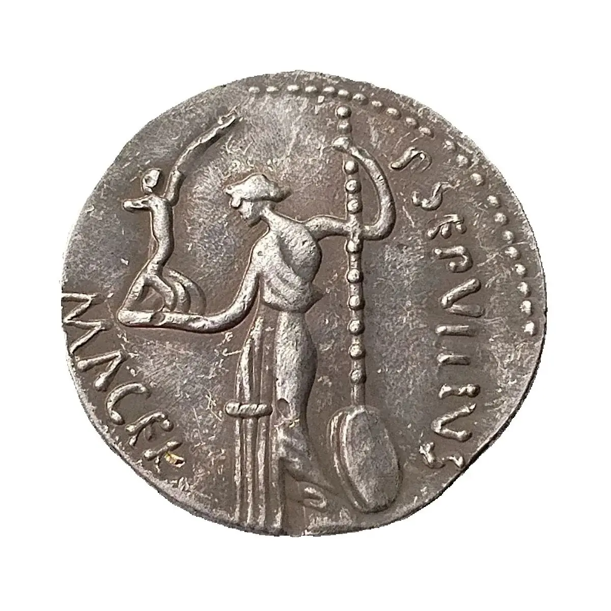 RM(42) الديناريوس القديم قيصر يوليوس، d.44 قبل الميلاد AE ديناريوس عملات معدنية مطلية بالفضة