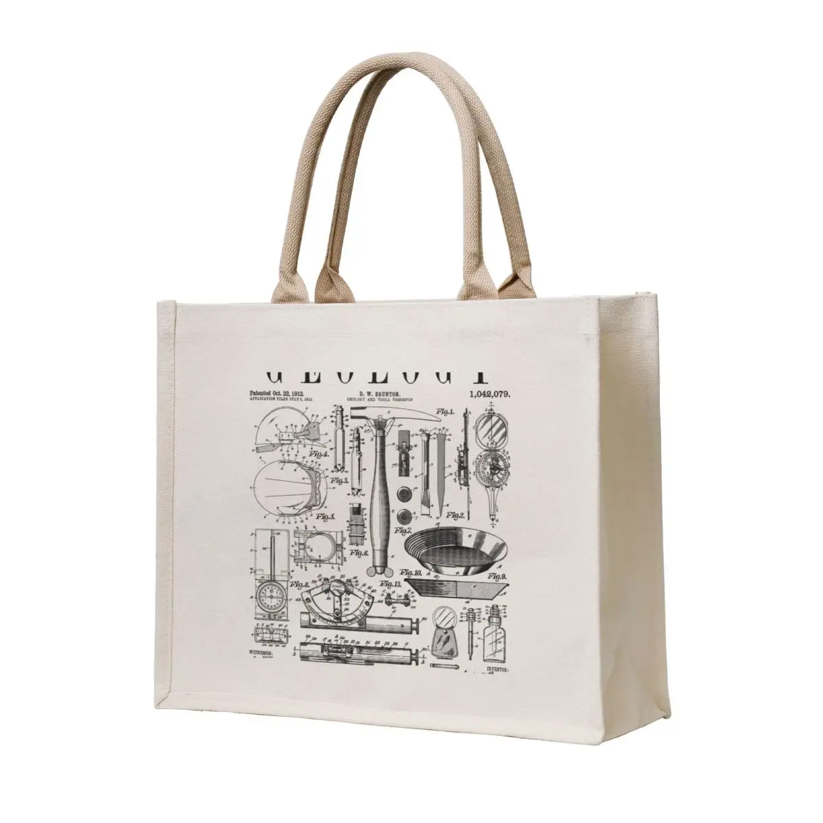 

Geology Geologist Field Kit Tools Vintage Patent Print Tote Bag canvas tote bags Customizable tote bag Gift bag female