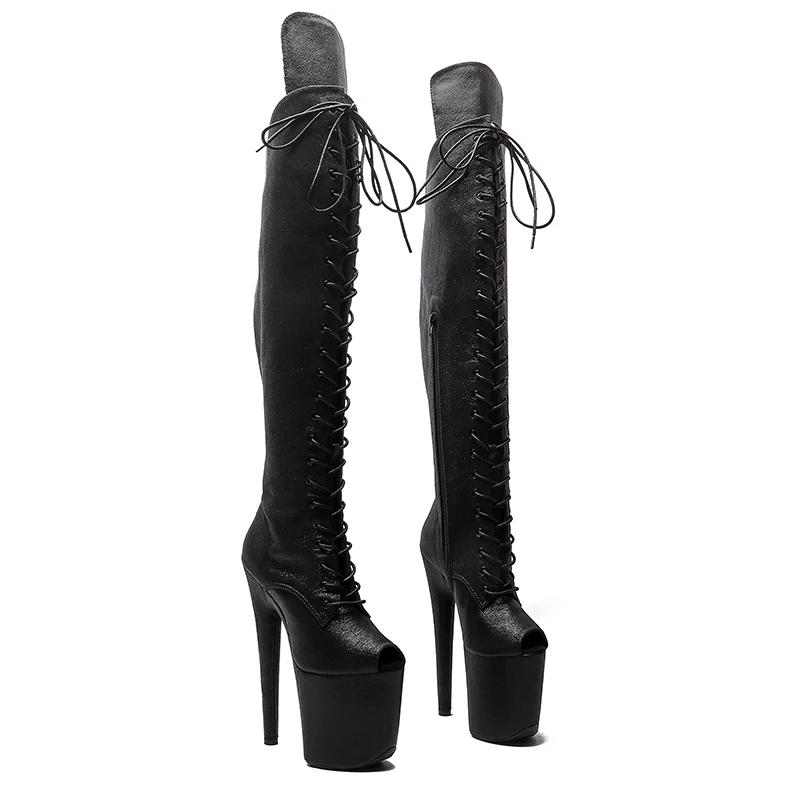 Leecabe  20CM/8inches Women New  Extreme High Heel pole  Dancing Stripper Shoes sexy Platform  knee high boots 5B