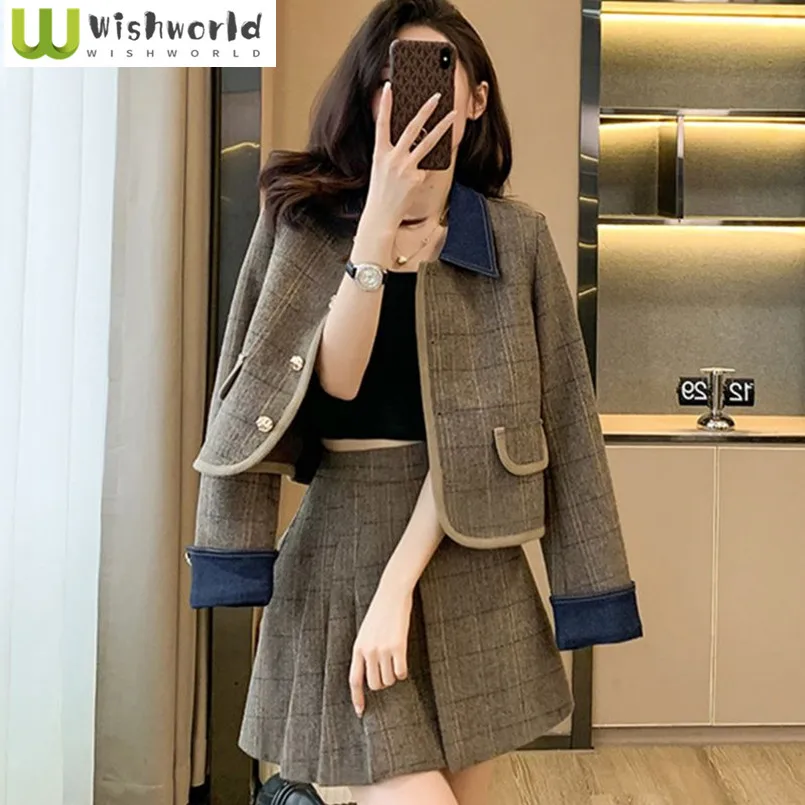 

Autumn and Winter Fashion Slim Fit and Western-style Slimming Two-piece Set College Style Socialite Girl Temperament Set