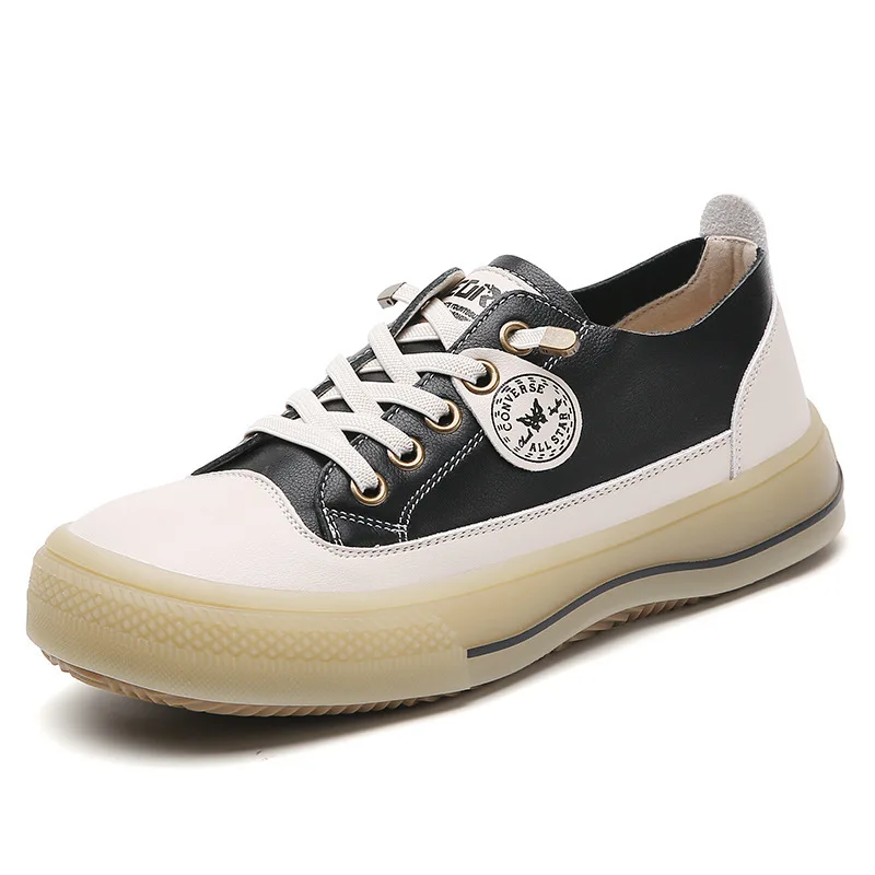 Women White Flat Shoes Comfort Soft Sole Walking Shoes Spring/Autumn Casual Fashionable Lace-up Sports Shoes Sapatos De Mujer