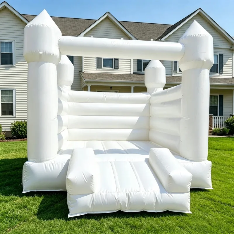 JINLI TOYS OCEANCommercial White Inflatable Bounce House With Slide & Ball Pit Indoor Outdoor Kids Party Bouncy Castle